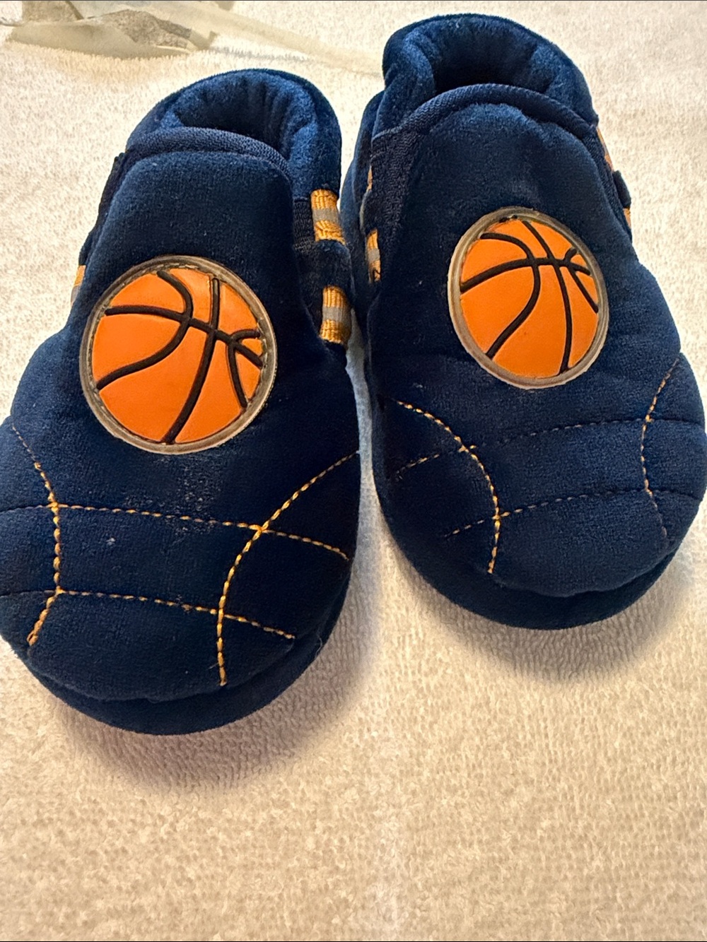Stride Rite Navy and Orange Basketball Slippers for Kids